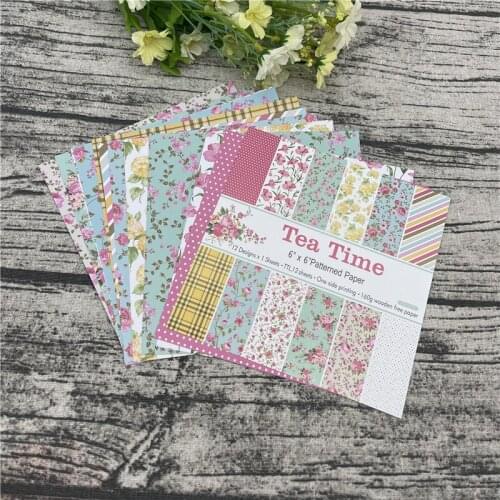 12 sheets 6"X6"Enjoy the tea time Pattern Creative Scrapbooking paper pack handmade craft paper craft Background pad