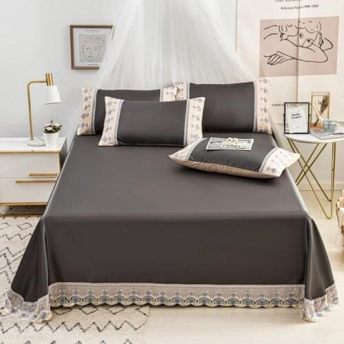 2020 new products Ice silk mat 250X250cm Bed cover Fitted Sheet Pillowcases 2/3 pcs Solid lace Bedding