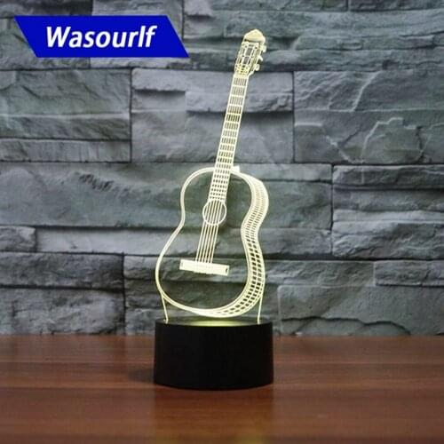 3D acrylic guitar night light lamp charging luna light best christmas birthday gift round light free shipping