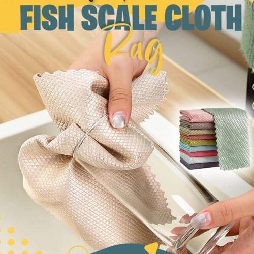 5/10pcs Wave Pattern Fish Scale Cloth Rag 30x40cm Water Absorbable Glass Kitchen Cleaning Cloth Wipes for Table Window c