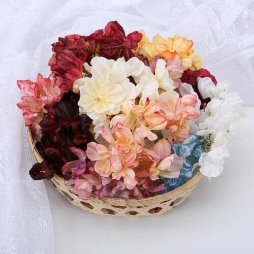 5Pcs Artificial Flower Simulation Blossom Artificial Decoration Gifts DIY Hat Clothing Fake Hydrangea Flower for Home