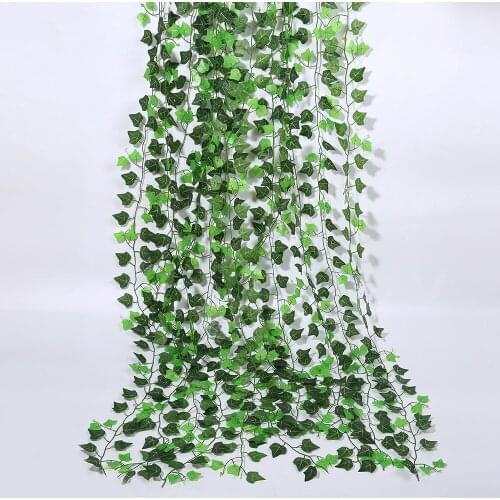 5Pcs Green Vines Leaves Artificial Ivy Leaf Silk Hanging Plants Diy For Home Decoration Fake Foliage Garden Wedding Decor Wreath