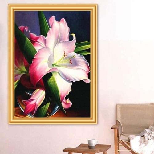 5D DIY Diamond Painting Flowers Cross Stitch Full Square Round Drill Embroidery Diamond Mosaic Picture of Rhinestones Decor Gif