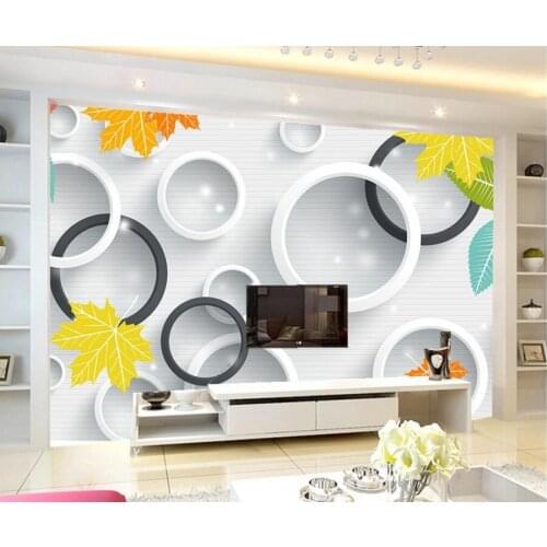 Custom large murals,Fresh and elegant modern 3D circle leaves wallpaper,living room sofa tv wall bedroom wall papers home decor