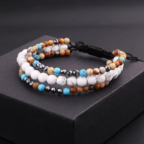 New Women Men Bracelet Natural Beads Multi Strands Macrame Friendship Wrap Bracelet Men Jewelry Gift