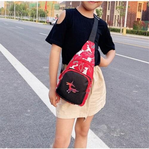 Kids Waist Packs Mini Sling Backpack Fashion Dinosaur Pattern Crossbody Shoulder Bag Travel Daypack for Boys Girls New Year Gift