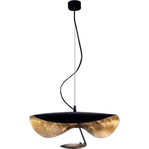 Postmodern Designer Black Golden Chandelier Dining Room Light Luxury Living Room Flying Saucer Creative Bedroom Led Pendant Lamp