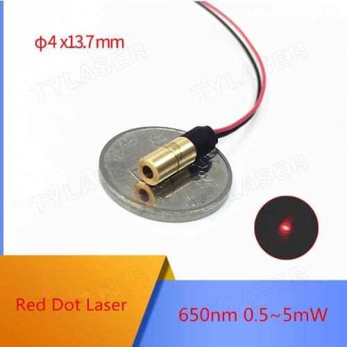 D4X13.7mm 650nm 1mW 5mW Red Dot Laser Module Industrial Grade APC Driver Class I
