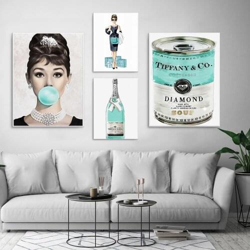Nordic Style Movie Star Audrey Hepburns Canvas Painting Art Poster For Home Living Room Wall Decoration No Fram