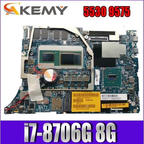 Akemy Brand NEW i7-8706G 8G FOR Dell Precision 5530 9575 Laptop Motherboard DAZ10 LA-F211P CN-0XT69Y XT69Y Mainboard 100%Tested