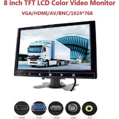 Mini TV View Computer Security Display HDMI VGA AV BNC input Car Monitor 8 inch TFT LCD monitor For Rear View Reverse Camera