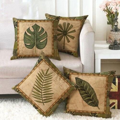 Unique Green Leaf Pillow Case 18x18inch Decorative Throw Pillow Covers 45x45cm