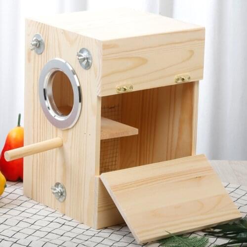 2021 New Birds Breeding Incubator Box House Wooden Nest Parrot Home Cage Balcony Decoration Pet Accessories