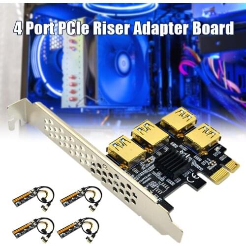 4 Port PCIe Riser Adapter Board PCI-E 1x to 4 USB 3.0 PCI-E Rabbet GPU Computer Cables Connectors Adapter Board H-best