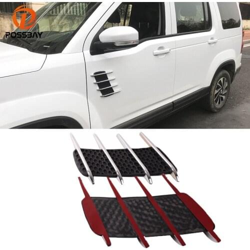 POSSBAY Universal ABS Car Decoration 3D Shark Grilles Air Flow Fender Sticker Car Side Door Stickers Intake Turbon Bonnet Vents