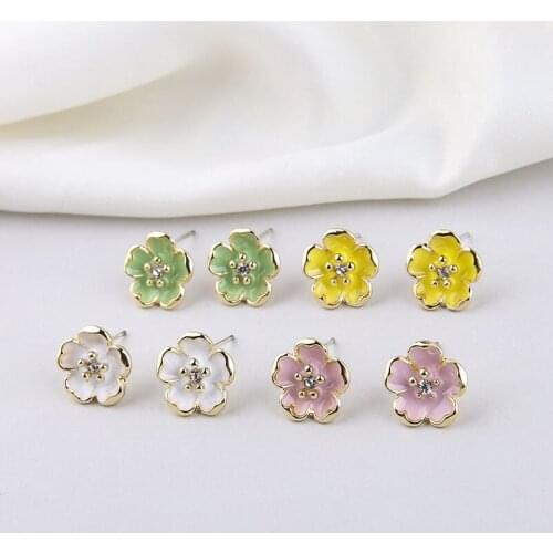 Simple Elegant Colorful Flower Earrings For Women Trendy Simple Cute Plant Stud Ears S925 Needle Female Party JewelryAccessories