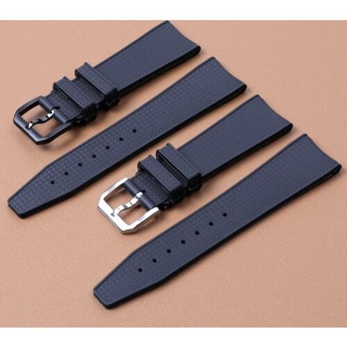 22mm Rubber Silicone Watchband Black Watch Strap For IWC PILOT PORTUGIESER IW323101 Tang Buckle Band Brand Strap