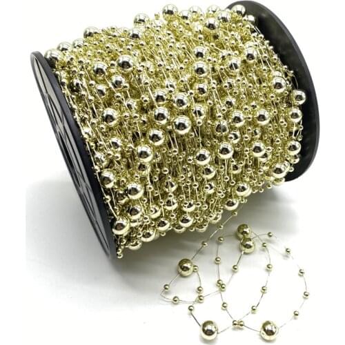 5Yards 3+8mm Fishing Line Artificial Pearls Flower Beads Chain Garland Flowers Wedding Party Decoration Diy Accessories #S10s03