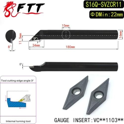 S16Q-SVZCR11 3 Degrees Internal Turning Tool Holder For VCMT110304 VCMT110308 Insert Internal Boring Bar Lathe Machine