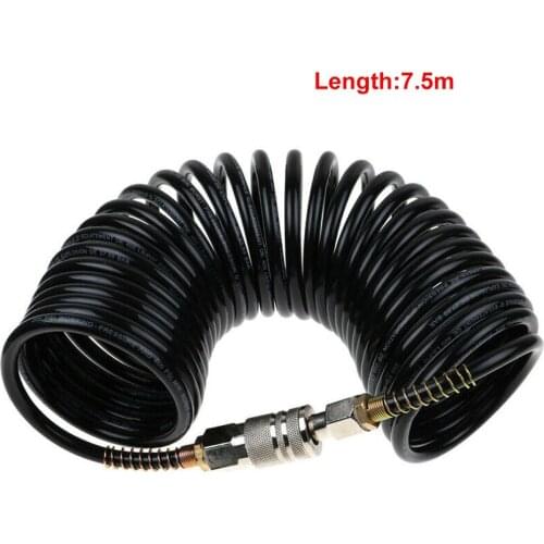 1/4" NPT 7.5M Air Compressor Hose Quick Coupler 200PSI Flexible Quick Coupler Pipe Extension Inflating Coil Adapter Tube