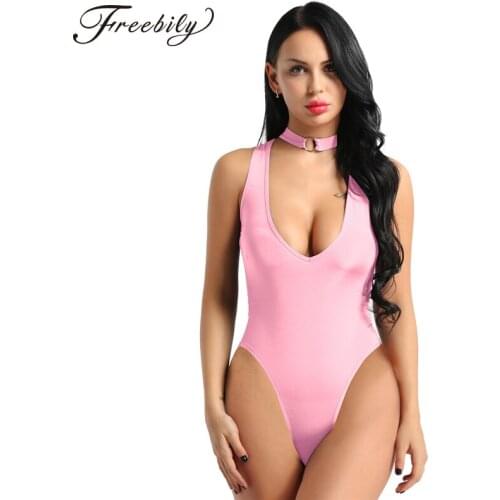 Sexy Women Lingerie Body Suit See-through Sheer One-Piece High Cut Sleeveless Crothless Leotard Teddy Wetlook Bodysuit Nightwear
