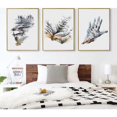 Modern Abstract Watercolor Portrait Canvas Painting Print Poster Picture Home Wall Art Decoration Can Be Customized