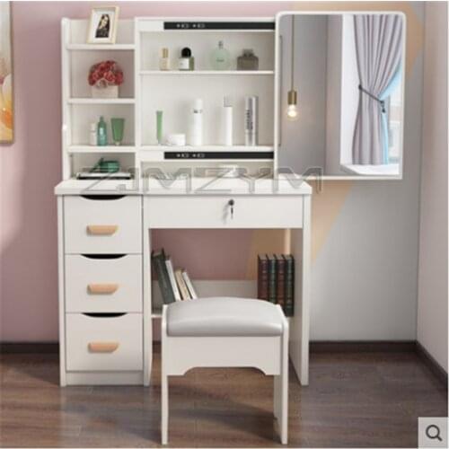 Ins style modern simple dressing table small family bedroom dressing table dressing cabinet storage integrated cabinet with LED