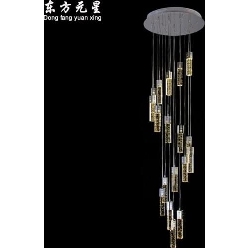 Led crystal chandelier lamp bubble crystal column stair lamp spiral penthouse floor hotel project lighting