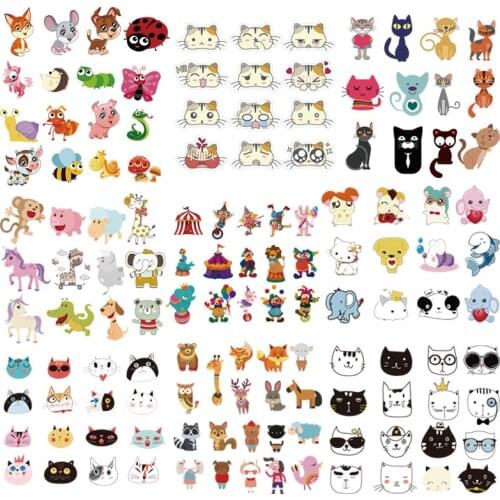 Cute Animals Heat Sticker On T-shirt DIY A-levels Iron On Transfer For Clothing Beautiful Design On Kid Clothes Patch Decoration