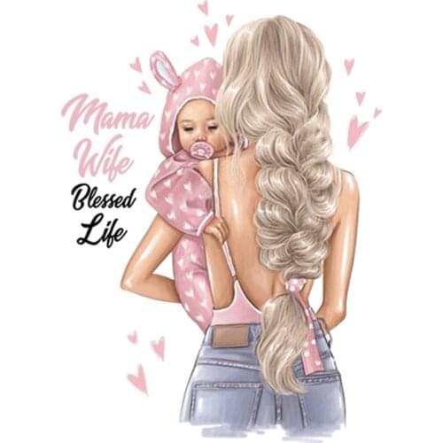 Mom Wife Boss Patches Iron On Transfers For Clothing Women Baby T-shirt Hoodies Thermal Sticker On Clothes Decoration Accessory