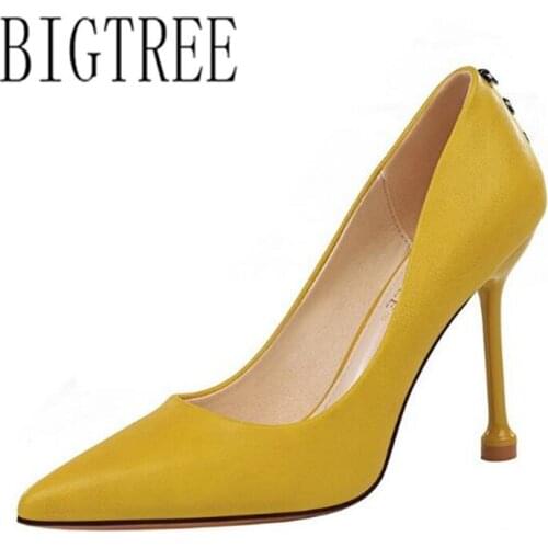 2019 Fashion Delicate Sweet Wedding High Heel Shoes PU Pointed Toe Thin Heels 10.5CM Wonen Pumps Fashion Office Shoes