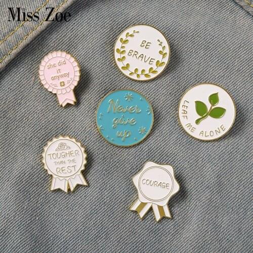 Brave Badge Enamel Pins Encourage Quote Button Bag Hat Backpack Brooch Lapel Pin Gifts for Women Girls Plant Lady