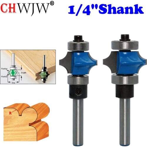 CHWJW 1PC 1/4" Shank Full Bead Bit with 3/16-Inch Radius, 7/8-Inch Large Diameter and 1/2-Inch Cutting Length
