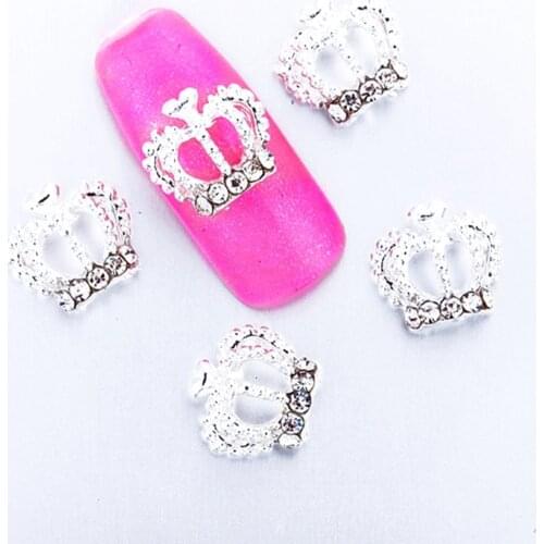 10Pcs 3D Nail Art Decorations Metal large Crown Glitter Rhinestones Nails Charms Diamonds For Manicure Decor Luxury Design