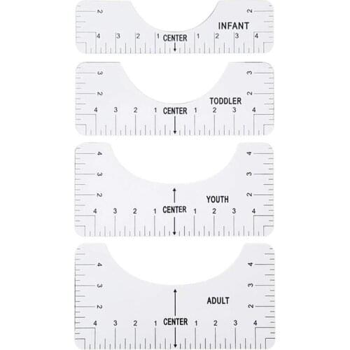 4PCS T-Shirt Alignment Ruler For Guiding T-Shirt Design Fashion Rulers With Size Chart DIY Drawing Template Craft Tool Drafting