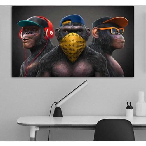 5D Diamond Painting 3 Monkeys Cool Graffiti Street Art Cross Stitch Full Diamond Embroidery Mosaic Phinestones Home Decor