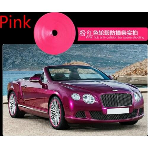 8M/ Roll Pink Car Wheel Hub Rim Edge Protector Ring Automobile Tire Guard Sticker Line Rubber Strip Car styling