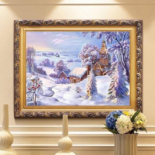 Snow Village Diamond Painting 5D DIY Resin Crystal Embroidery Cross Stitch Kits Living Room Home Decor