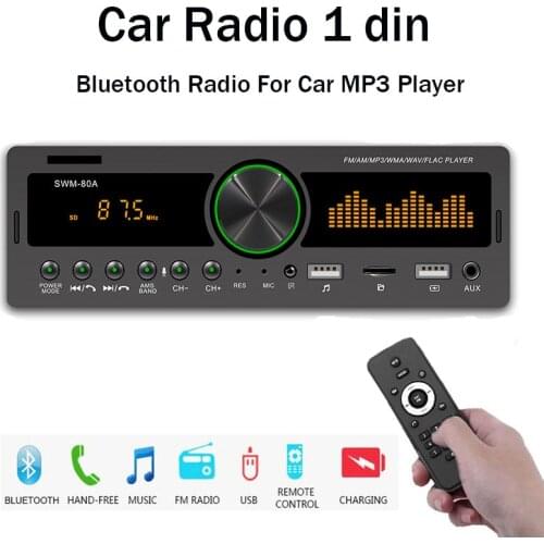 Car Radio 1din 12V Audio Stereo Receiver In-dash FM Aux Input SD USB WMA AutoRadio MP3 Player Bluetooth Locate Car