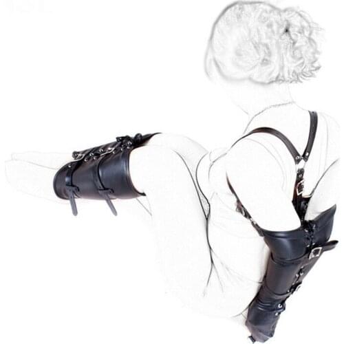 BDSM Bondage Restraints Role Play Hands Wrists Arms & legs binder Black Leather Tight Single Glove Adult Sex Toys Adult Games