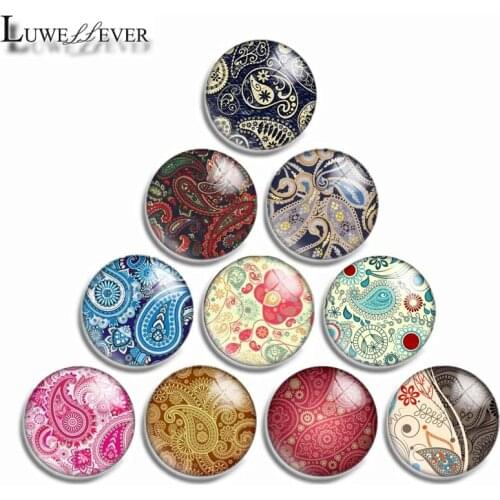 12mm 10mm 16mm 20mm 25mm 30mm 515 Perris Pattern Mix Round Glass Cabochon Jewelry Finding 18mm Snap Button Charm Bracelet