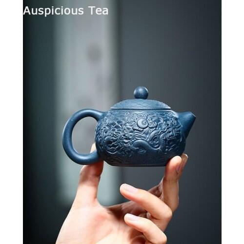 160ml Chinese Yixing Tea Pot Handmade Purple Clay Teapots Dragon Pattern Xishi Pot Beauty Kettle Customized Gifts Authentic