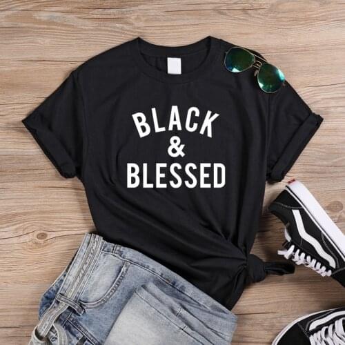 ONSEME Black And Blessed T Shirt Unisex Streetwear Harajuku Slogan T Shirts Womens Melanin Tees Black Cluture Pattern Tops