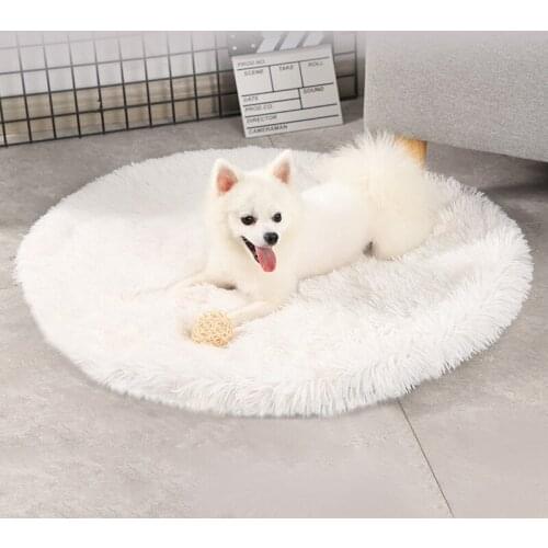 Long Plush Dog Bed Mat Round non slip Cat Blanket Soft comfort Fluffy Dog Cushion Warm Pad For Small Medium Large Dogs Cats