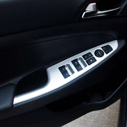 For Hyundai Tucson 2015-2019 ABS Matte Door Window glass Lift Control Switch Panel Cover Trim sticker Car Styling 4pcs