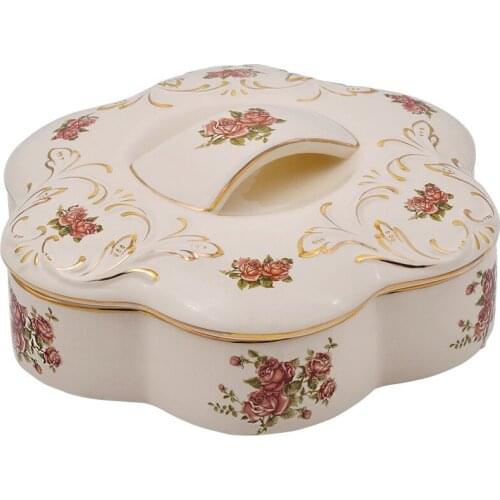 European Ceramic dry fruit plate living room fruit plate doggy candy box nut snack plate new year fruit plate nut box