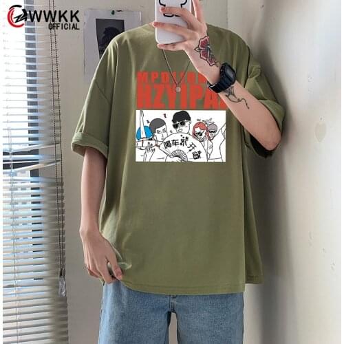 WWKK Summer Hong Kong Short-sleeved Tshirt Women Men T Shirt Korean Loose T-shirt Students Casual Graffiti Half-sleeved Top Ins
