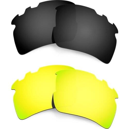 HKUCO For Flak 2.0 XL-Vented Sunglasses Polarized Replacement Lenses 2 Pairs Black & Gold