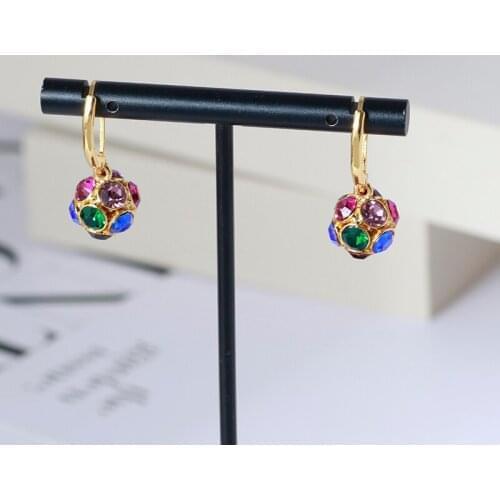 Exquisite colorful crystal ball color drill ball earrings