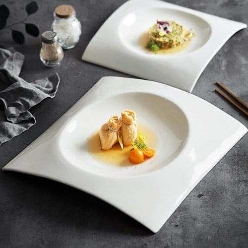 Creative Art White Ceramic Square Straw Hat Plate 10 Inch Soup Bowl Home Dining Tableware Western Dessert Plate Kitchen Supplies